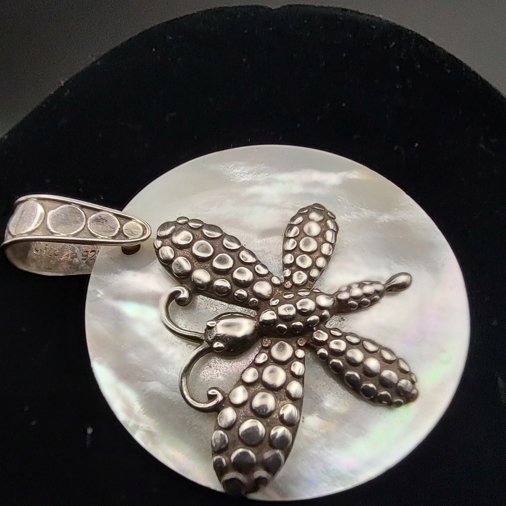 Sterling & Mother Of Pearl Dragonfly Pendant